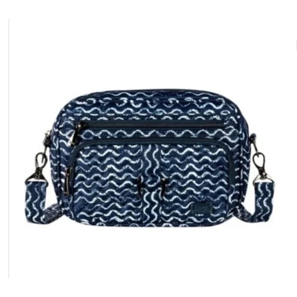 Lug Convertible RFID Carousel Crossbody Bag Waves Navy Blue White